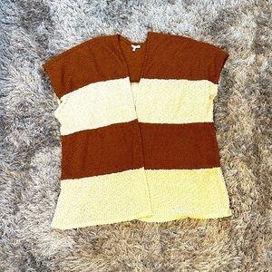 White and Orange Striped Cardigan